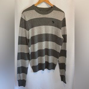 2/30$ Men’s ABERCROMBIE&FITCH striped cotton wool blend knit crewneck size Large
